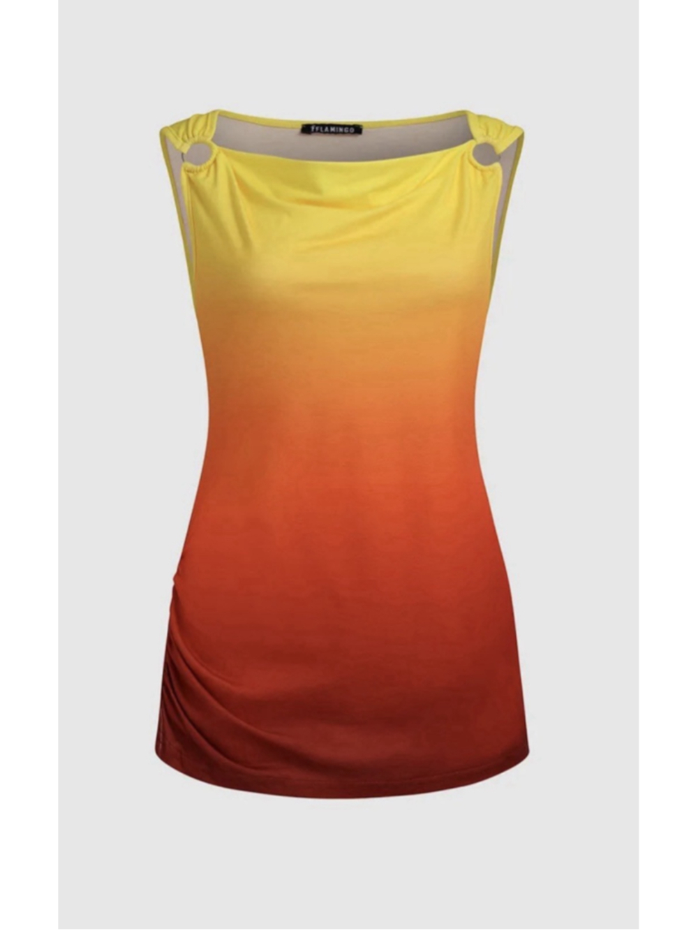 Flamingals ombre ring-linked cowl neck tank top S